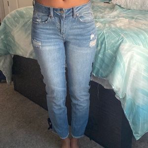 Blue jeans with ribbon on sides